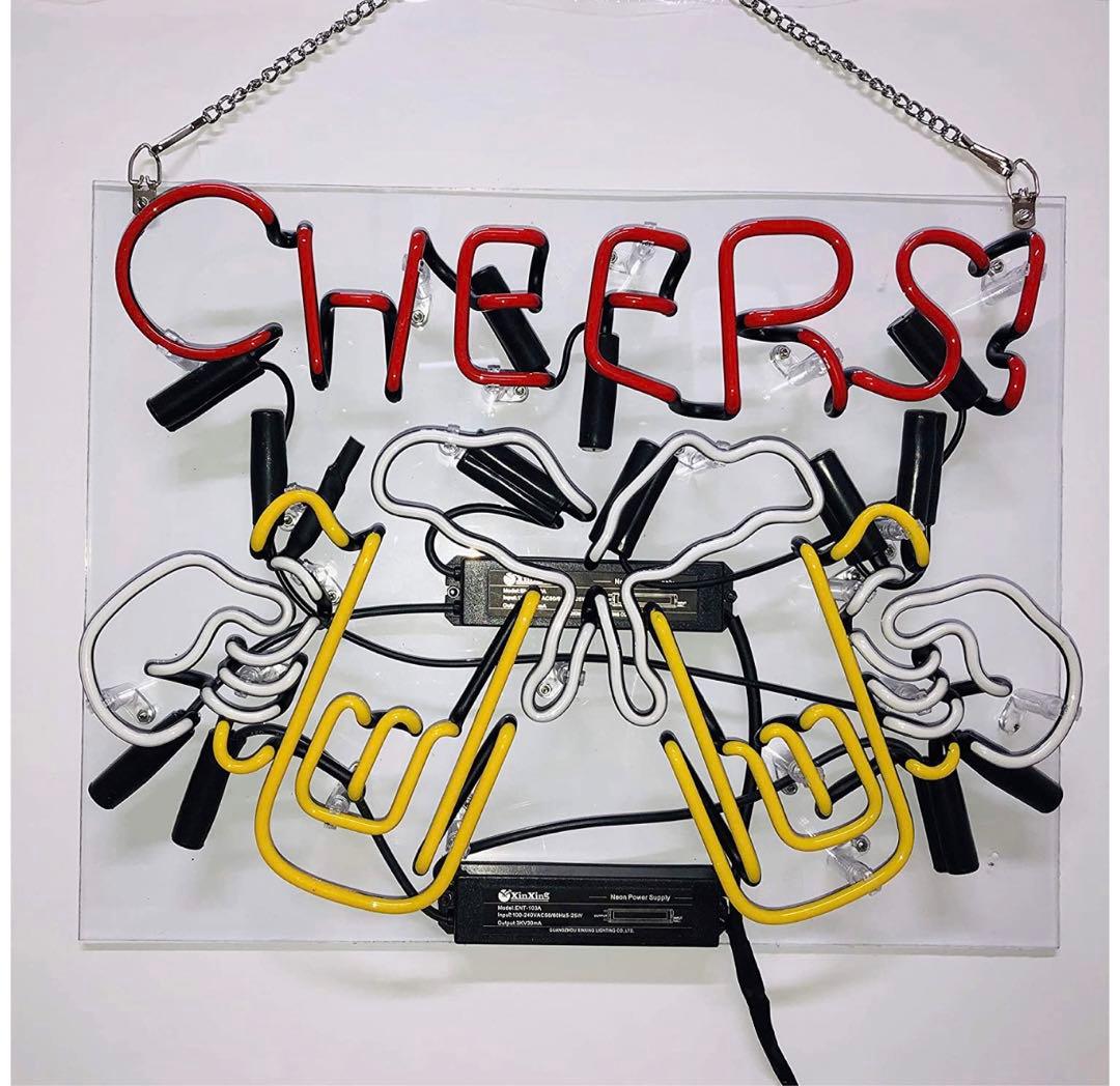 ネオンサイン、『beer乾杯』オーダーメイド インテリア 17*14インチ