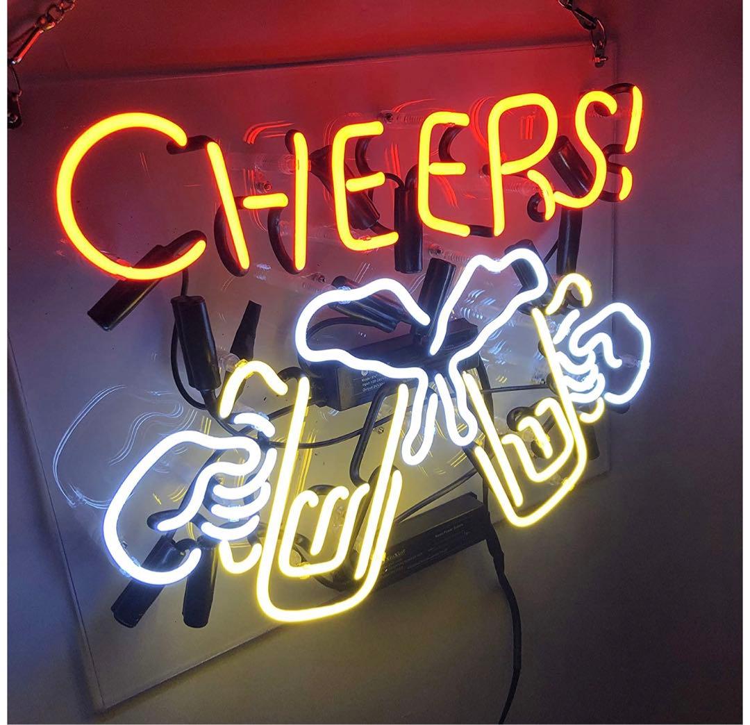 ネオンサイン、『beer乾杯』オーダーメイド インテリア 17*14インチ