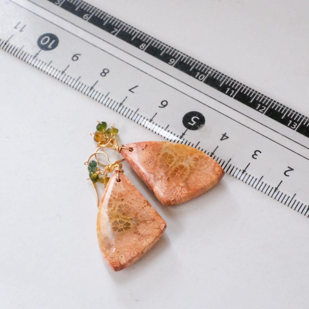 skygray 14kgfテラコットカラーフォッシルコーラルピアス