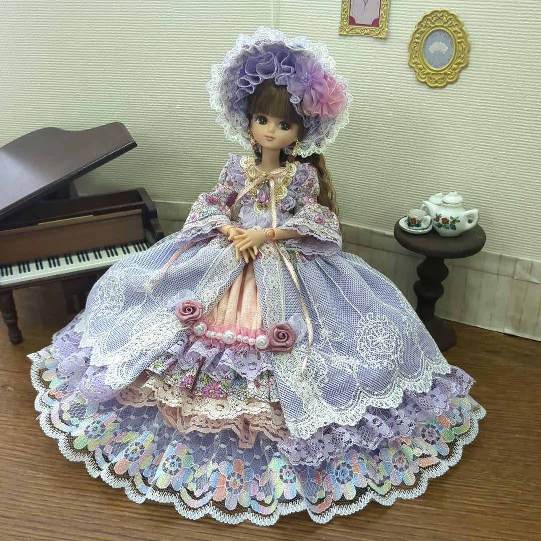 S*h様 リカちゃんハンドメイド服　ピンクと紫のドレス