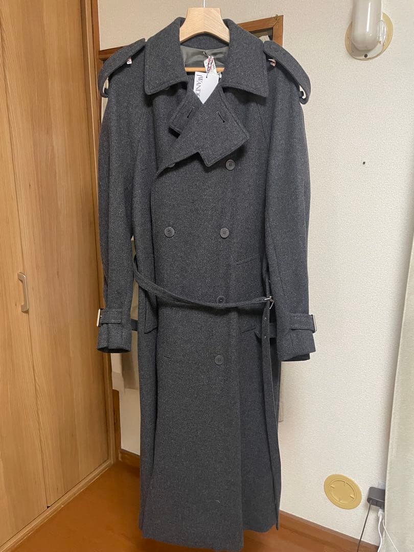 湯jw anderson 24aw グレー ダブルブレスト トレンチコート