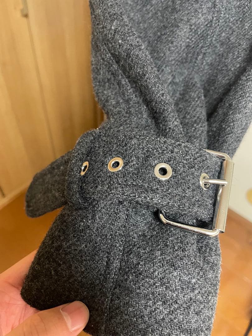 湯jw anderson 24aw グレー ダブルブレスト トレンチコート