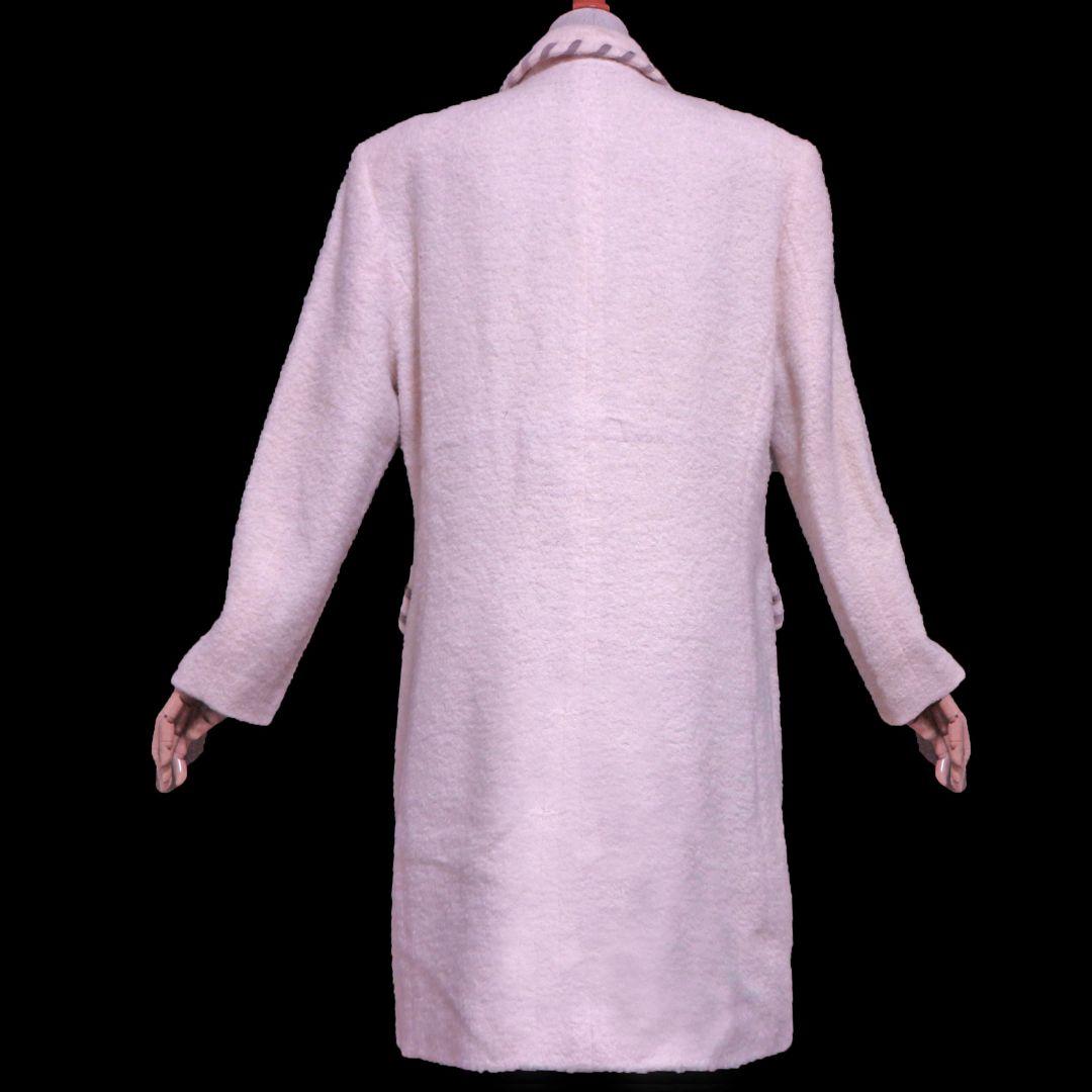 クリスチャンディオール レザーステッチトリム付 ウールブークレーニット コート