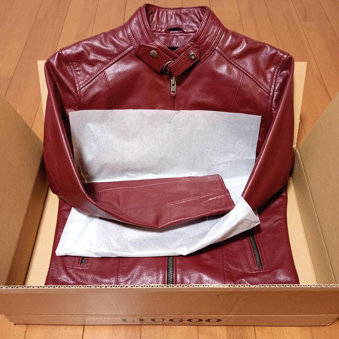リューグーレザーズ　シングルライダースジャケット　ワインレッド　メンズM