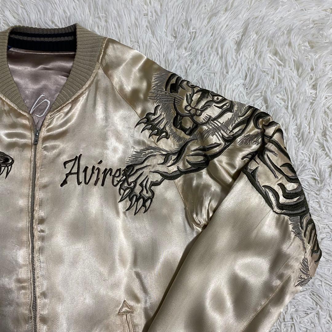 AVIREX スカジャン リバーシブル 鷹 虎 蛇 刺繍 XLサイズ