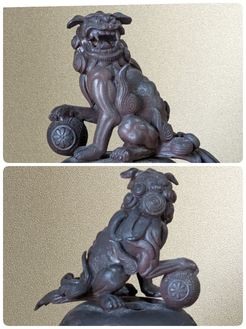 ♦高岡銅器 啓祐作 獅子飾り 鳳凰文 龍双耳 大香炉 唐銅 置物飾り 骨董品