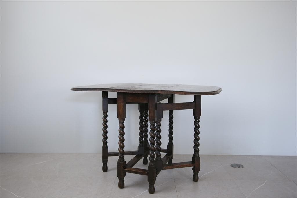 英国アンティーク木製ゲートレッグテーブル/ダイニング机バタフライ(73-330)