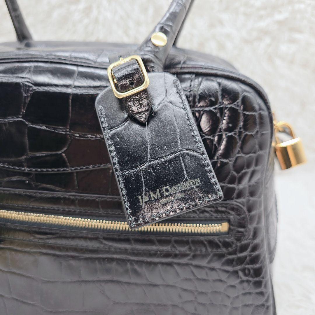 ✨未使用品✨J&M DAVIDSON 本革 クロコ 型押し ボストンバッグ 黒