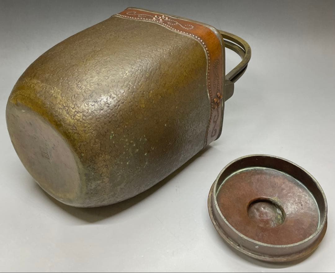 金工師　金屋五郎三郎　注水　薬缶　口蓋付　銅製　茶道具　N773