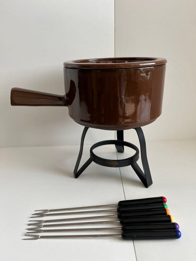 希少　廃盤　ヴィンテージ ストウブ　フォンデュ鍋　チョコレート色