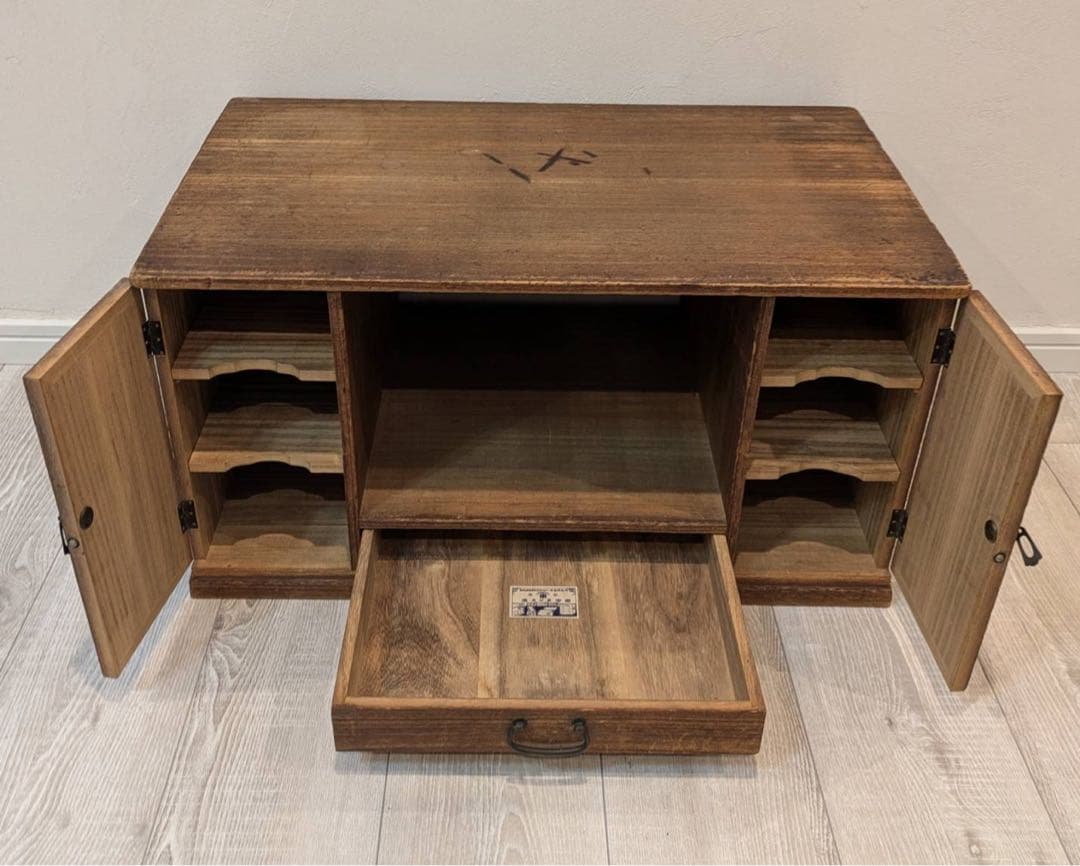 ★おまけ付　総桐手許箪笥・桐飾り棚・レトロ時代箪笥茶道具・引き出し古民具 和家具