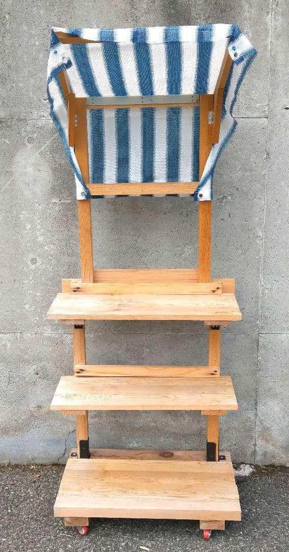 イベント用・木製3分割式販売台キャスター付きシェルフ