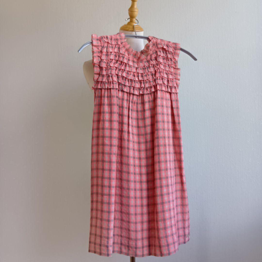 BURBERRY CHILDREN チェック柄ワンピース フリル ピンク