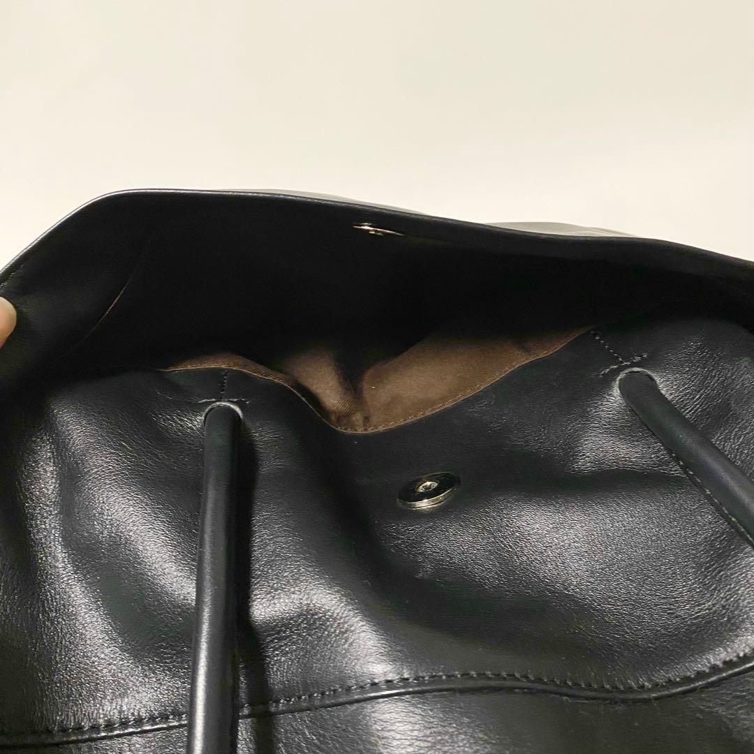 Hoaw フラップボストンバッグ　トートバッグ　レザー　大容量　黒　マグネット