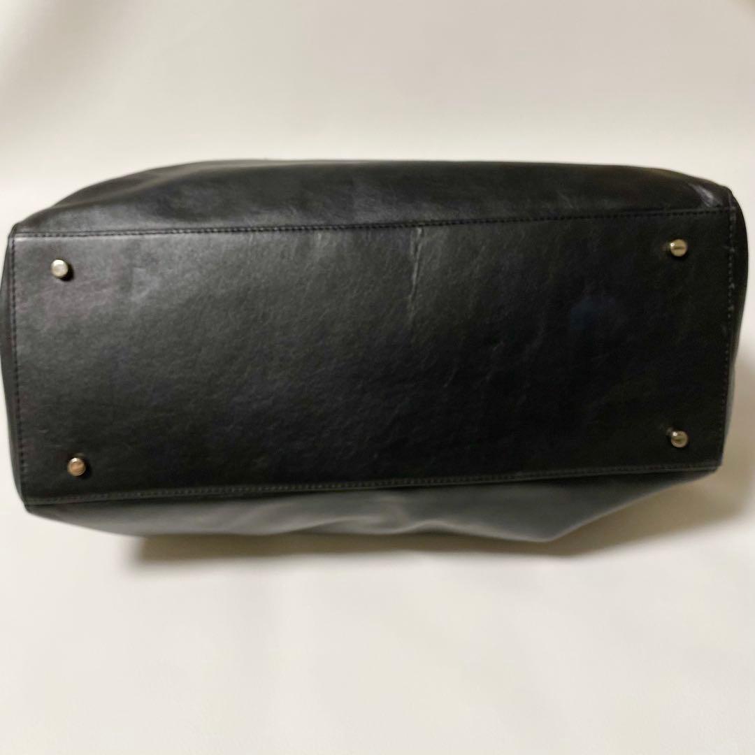 Hoaw フラップボストンバッグ　トートバッグ　レザー　大容量　黒　マグネット