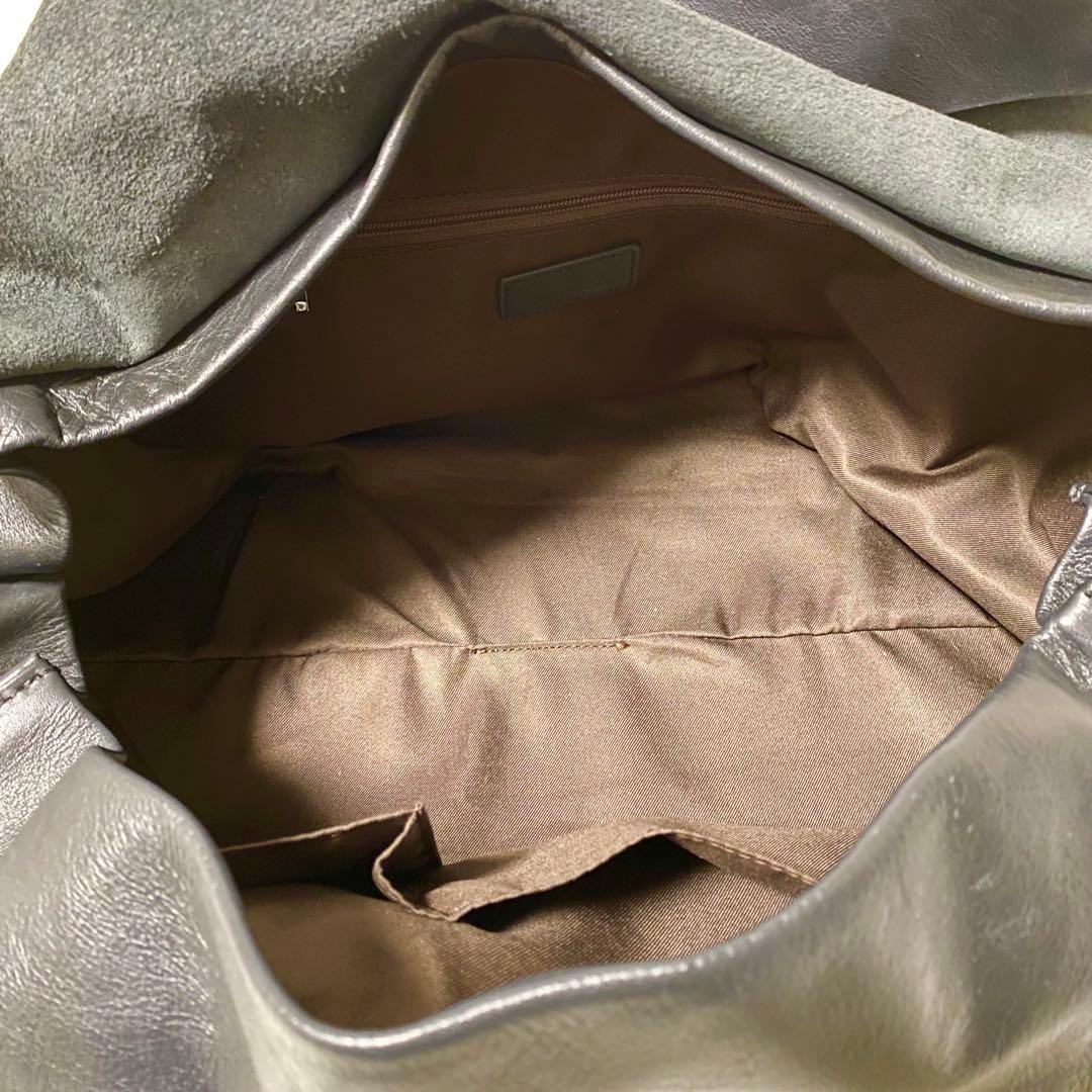 Hoaw フラップボストンバッグ　トートバッグ　レザー　大容量　黒　マグネット