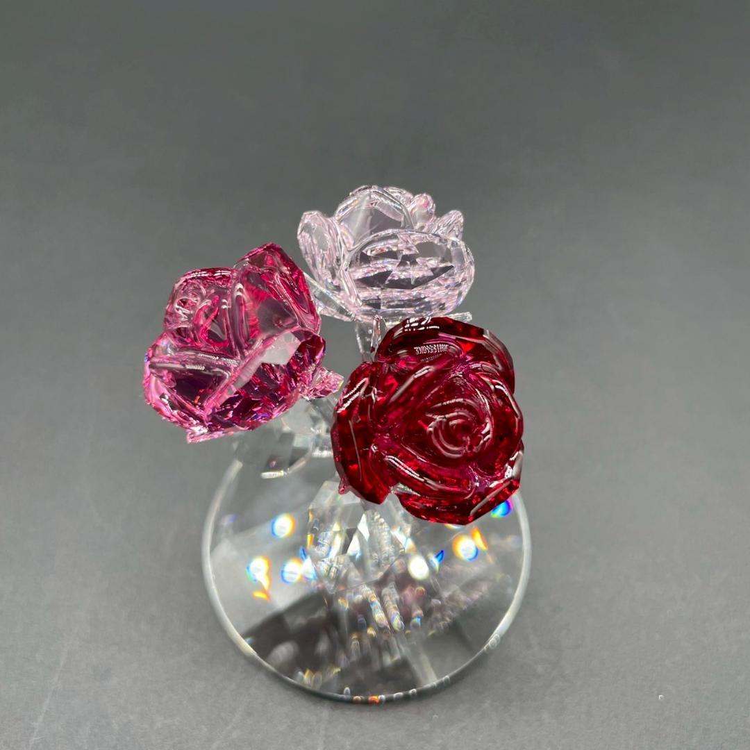 超美品　SWAROVSKI　スワロフスキー　置物　フラワーブーケ　薔薇　ローズ