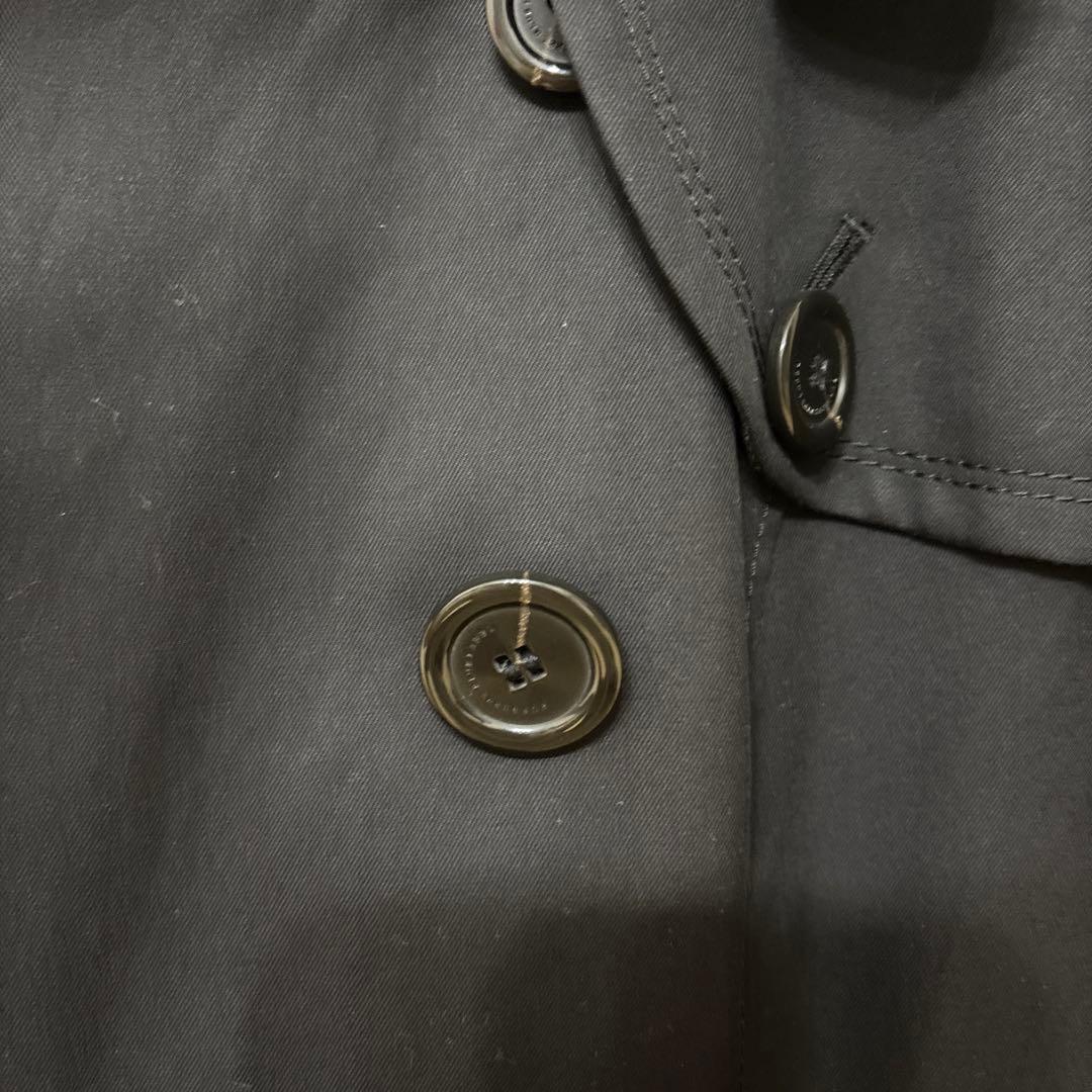 【Dokurl】バーバリーブルーレーベル黒のトレンチコート チェック柄裏地