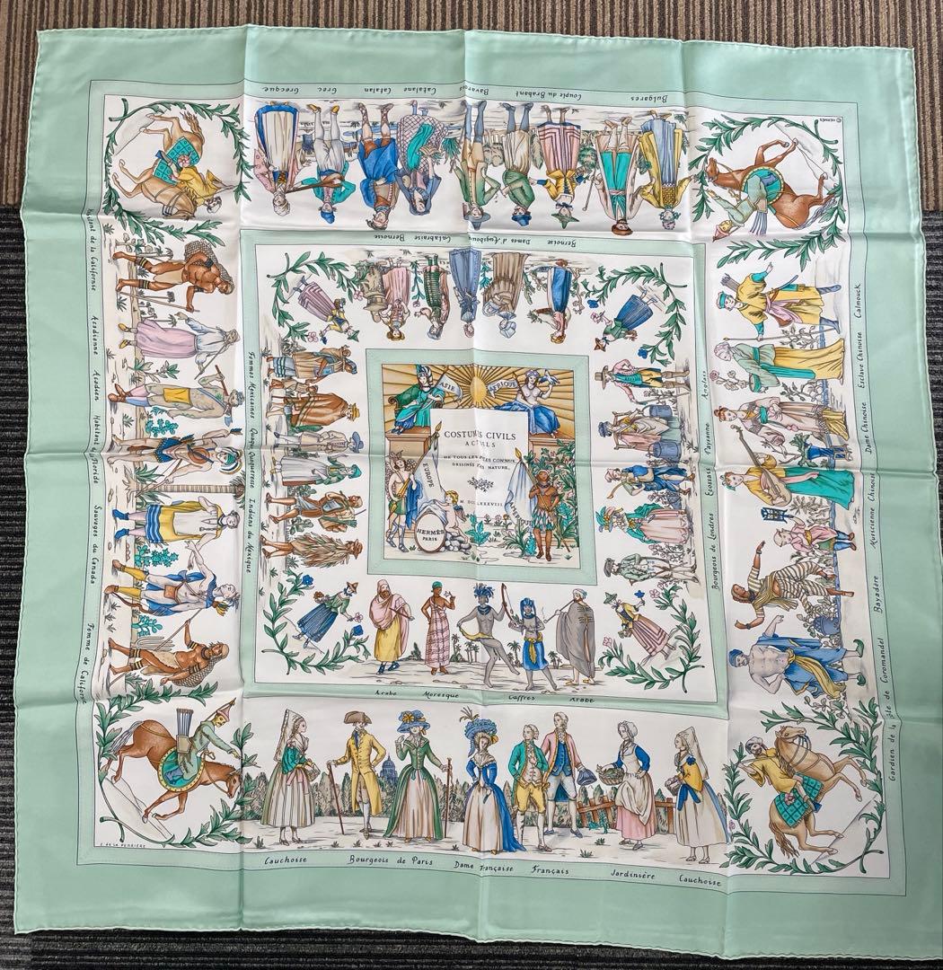 HERMES エルメスカレ90 現代市民の服装　シルク 大判