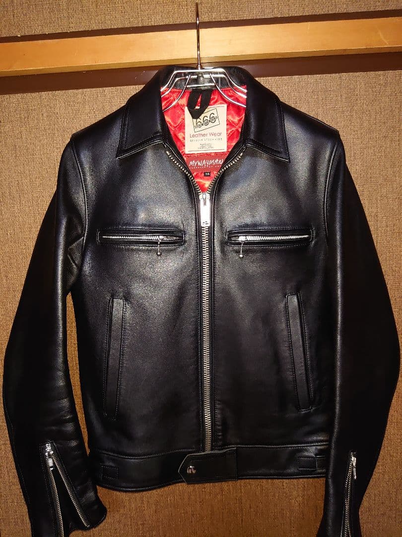 666 MYWAYMAN シングルライダースジャケット 34 現行タグ　良品