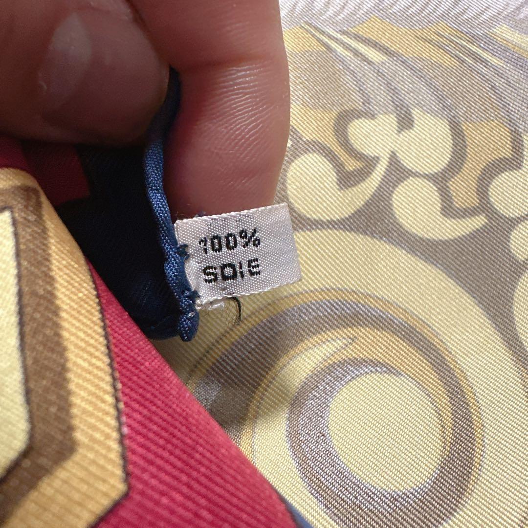 HERMES エルメス カレ90 スカーフ tribord 穂船 レッド系