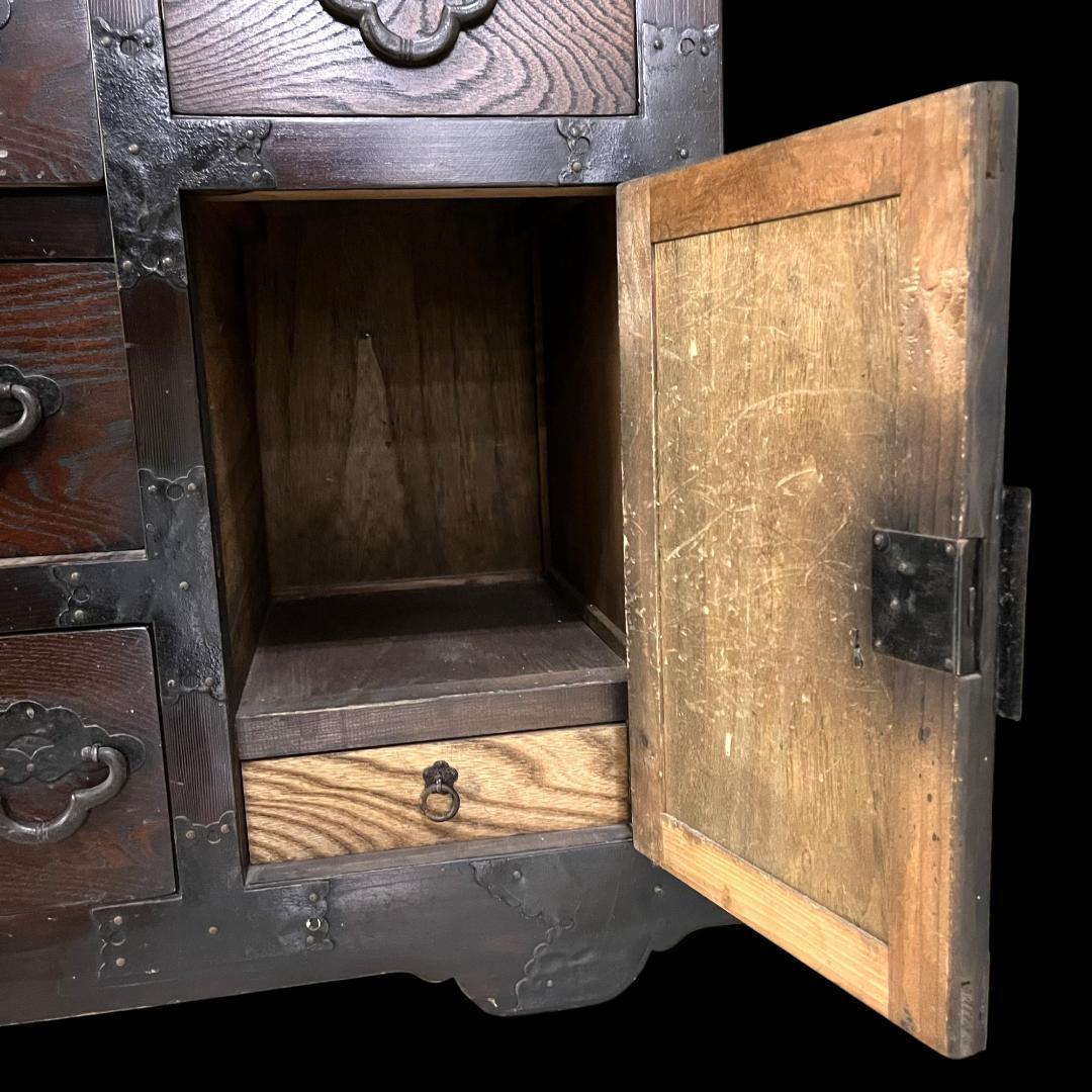 送料込み 時代物 車箪笥 龍金具 箪笥 船箪笥 和箪笥 和家具