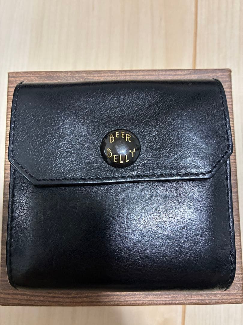 極美品！BEER BELLY ビアベリー　黒レザーコンパクトウォレット