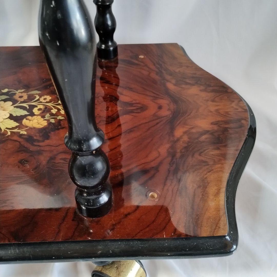 【関東地方限定販売】e【難あり】イタリア製 象嵌 キャスター付きキッチンワゴン