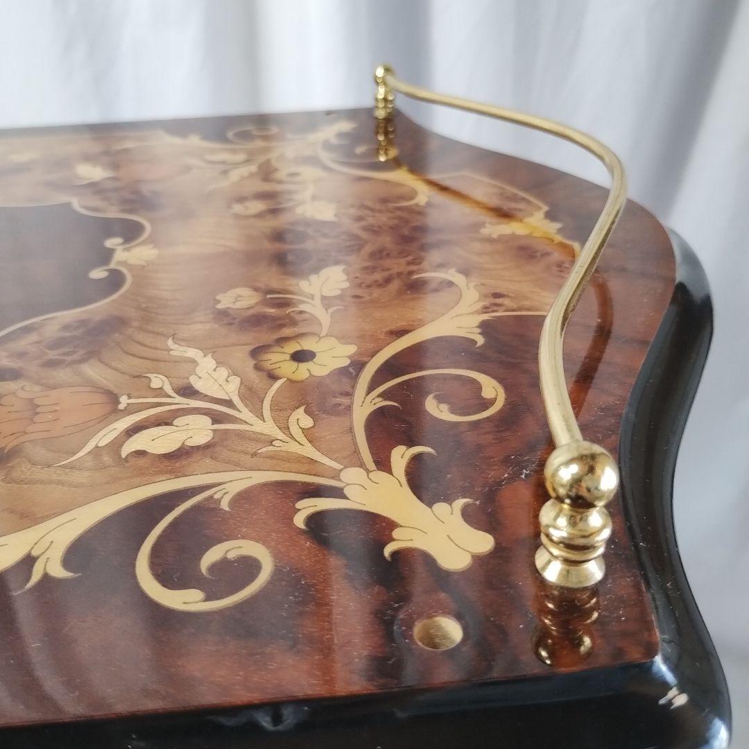 【関東地方限定販売】e【難あり】イタリア製 象嵌 キャスター付きキッチンワゴン