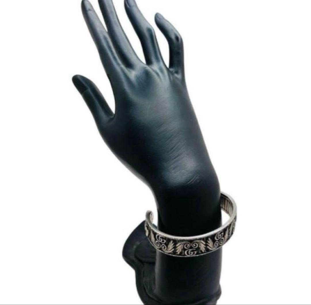 【極美品】GUCCI グッチ羽根リーフフェ ザーGG ブレスレットバングル