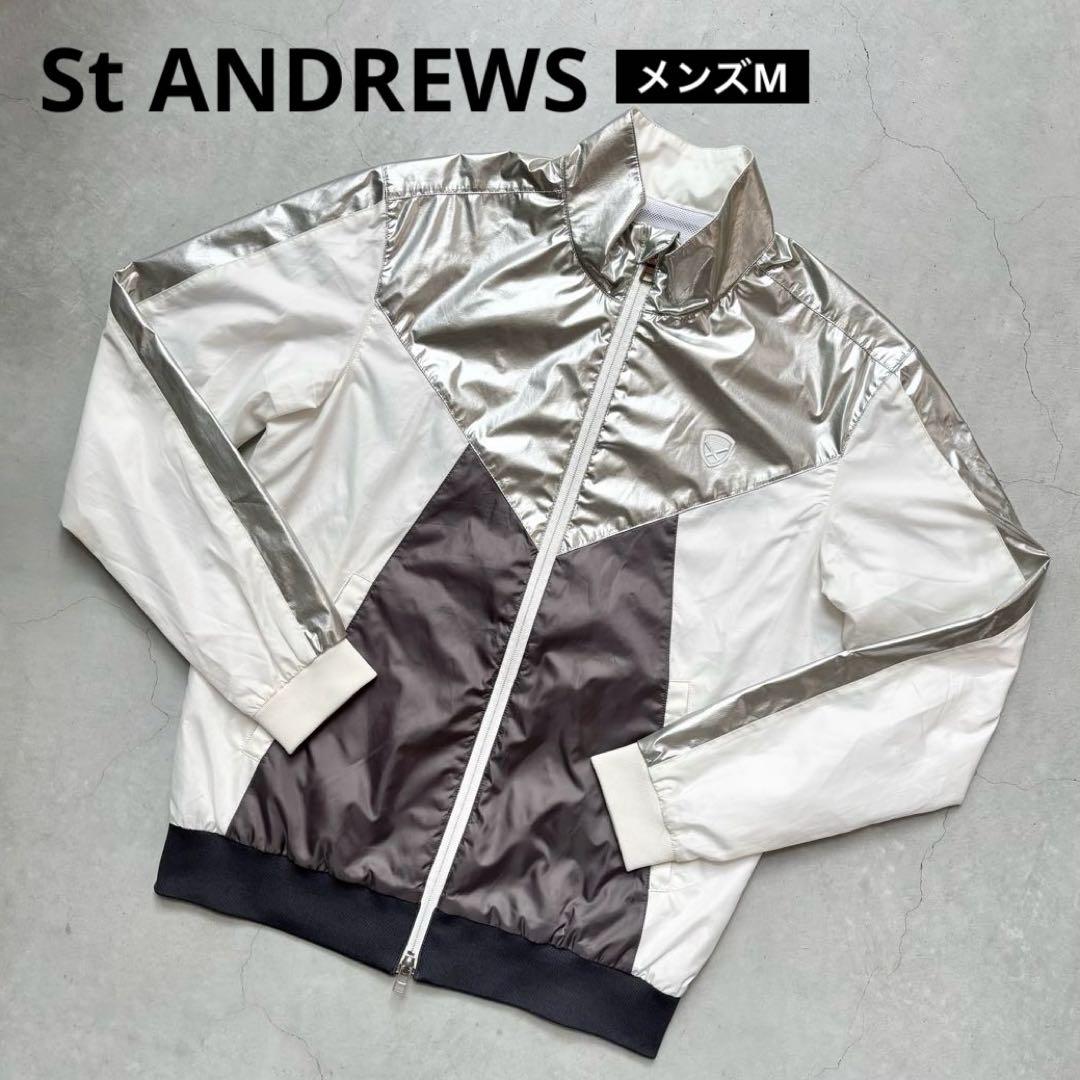 St ANDREWS ナイロン裏地メッシュ ダブルジップジャケット ロゴ M
