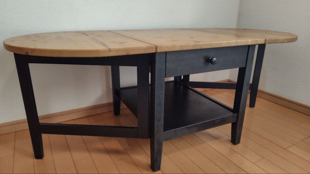 IKEA 折りたたみ式楕円形テーブル 引き出し付き(神奈川直接お渡し可)