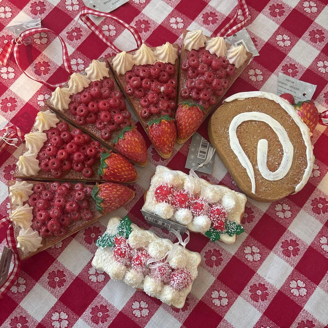 7046. ストロベリーケーキ オーナメント8Pセット