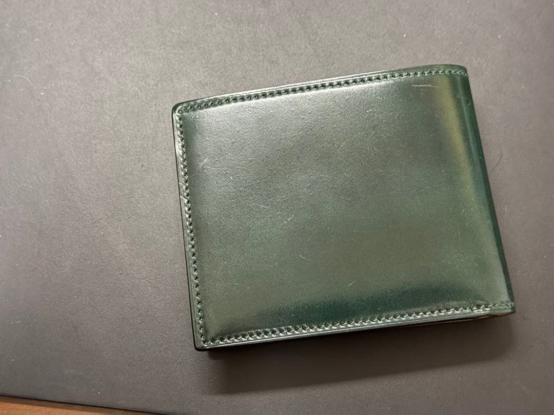 flathority シェルコードバン　二つ折り財布　グリーン