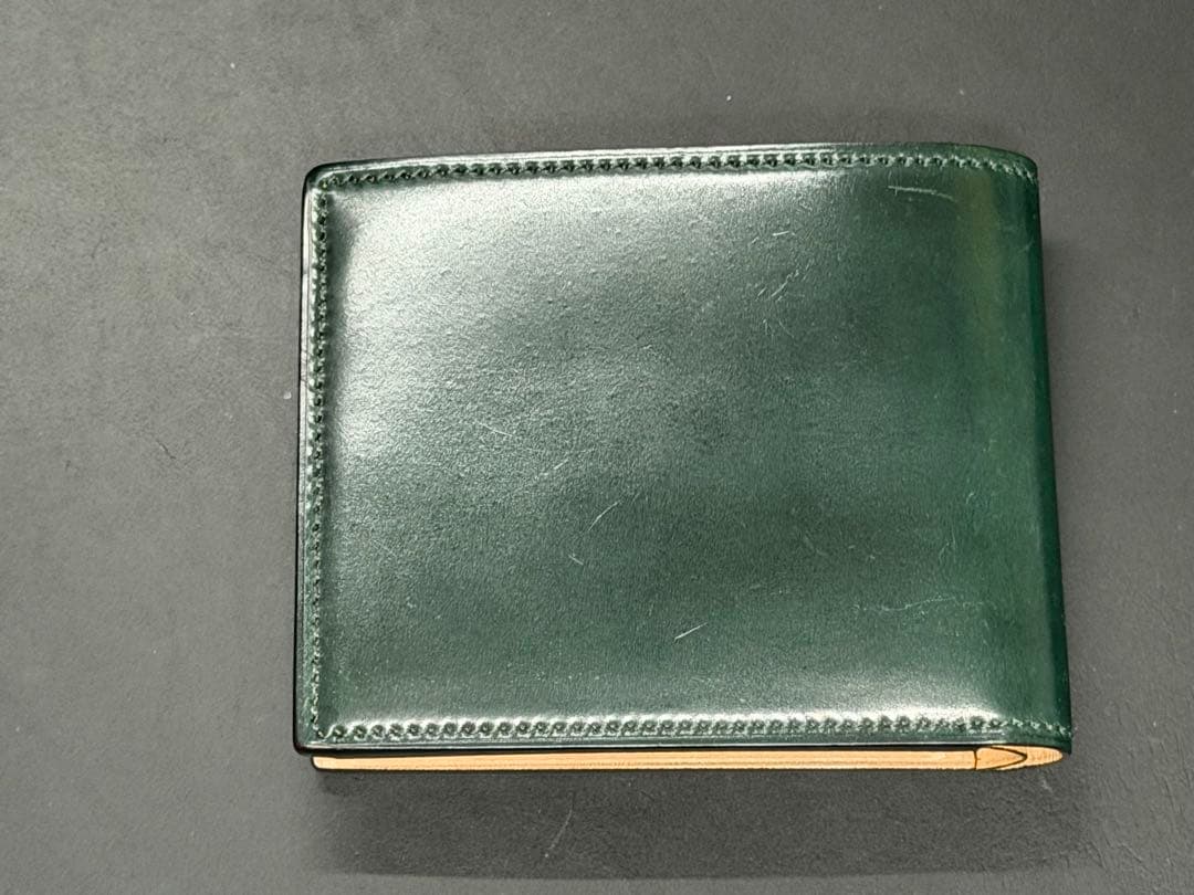 flathority シェルコードバン　二つ折り財布　グリーン