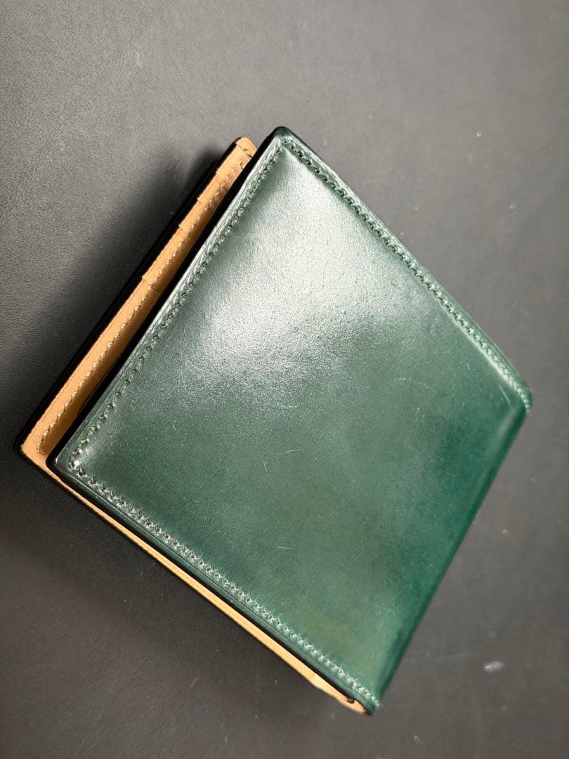 flathority シェルコードバン　二つ折り財布　グリーン