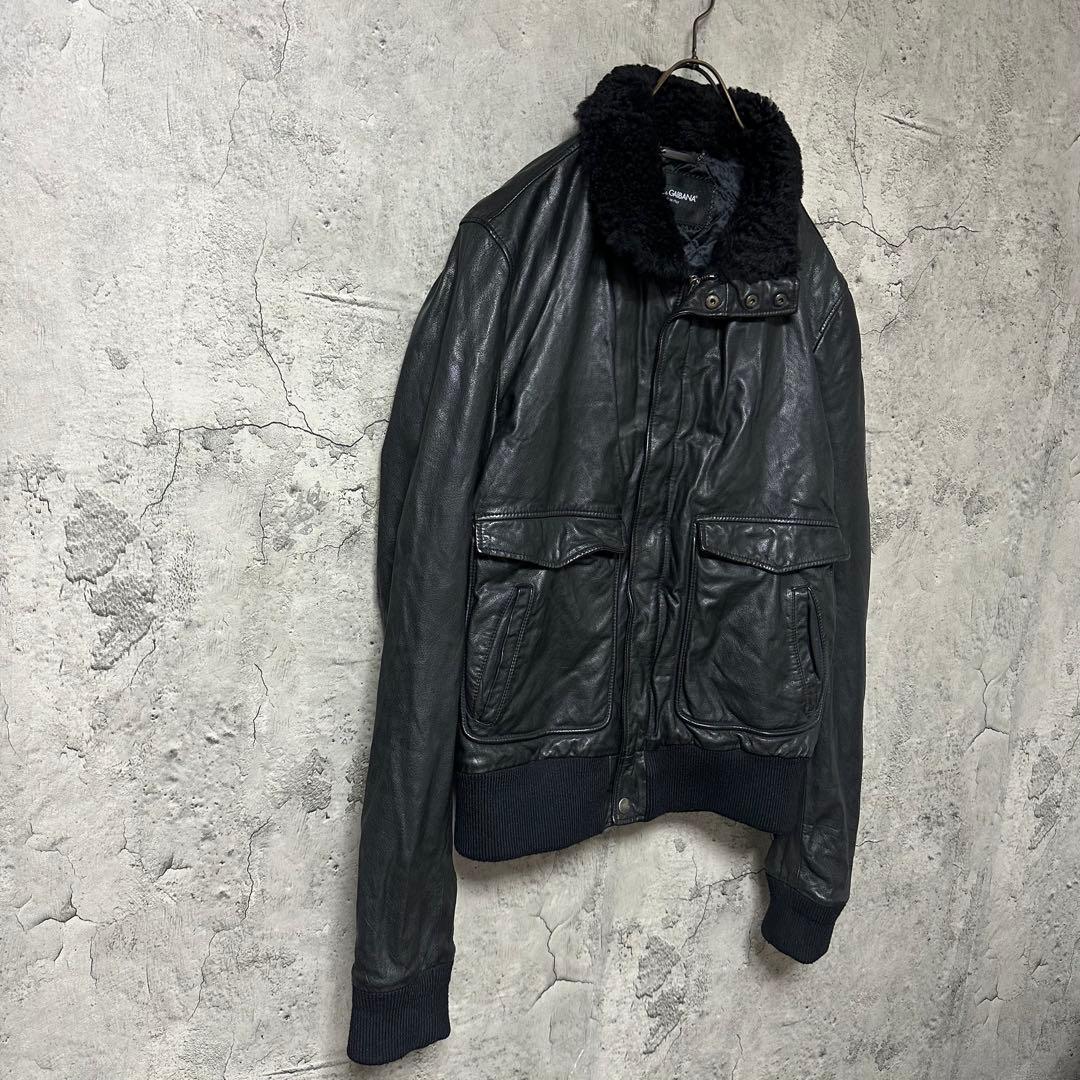 【超希少◎】DOLCE&GABBANA　レザージャケット　襟ボア　完売モデル◎