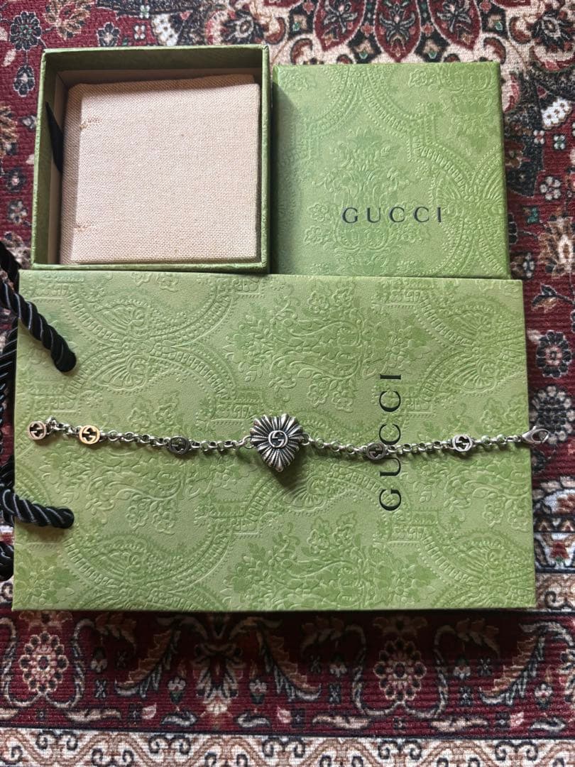 新品 GUCCI インターロッキングG ハート ブレスレット Ag925 16