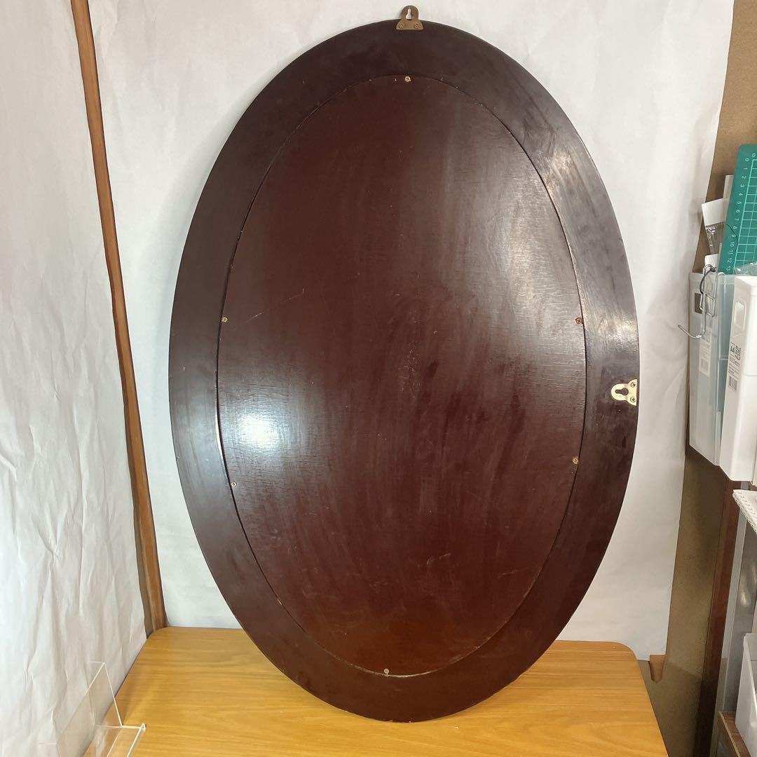 大型 ウォールミラー 鏡　楕円形 花柄 レトロ 壁掛けミラー インテリア