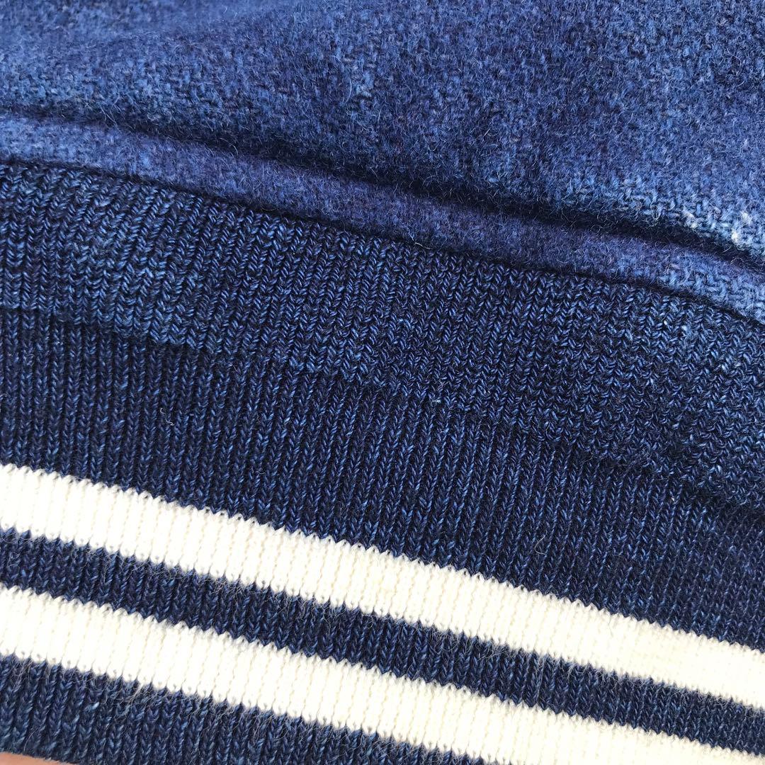 レミリリーフ　スタジャン　スカジャン　М　インディゴ　ウール　牛革