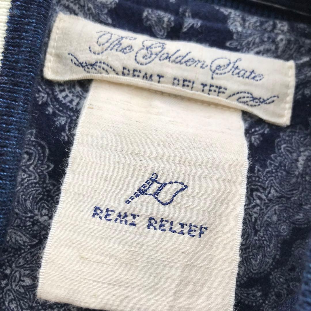 レミリリーフ　スタジャン　スカジャン　М　インディゴ　ウール　牛革