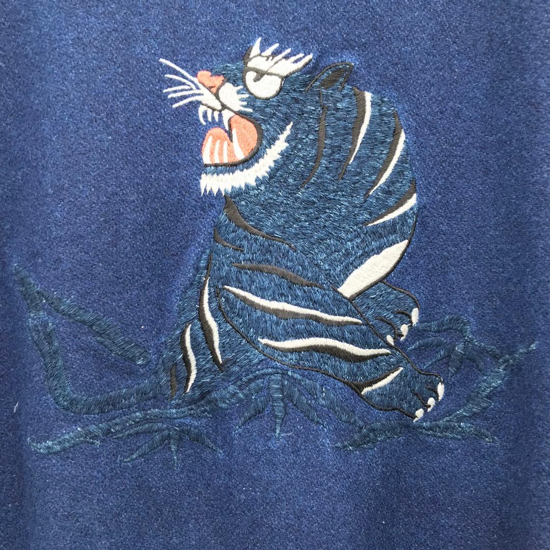 レミリリーフ　スタジャン　スカジャン　М　インディゴ　ウール　牛革