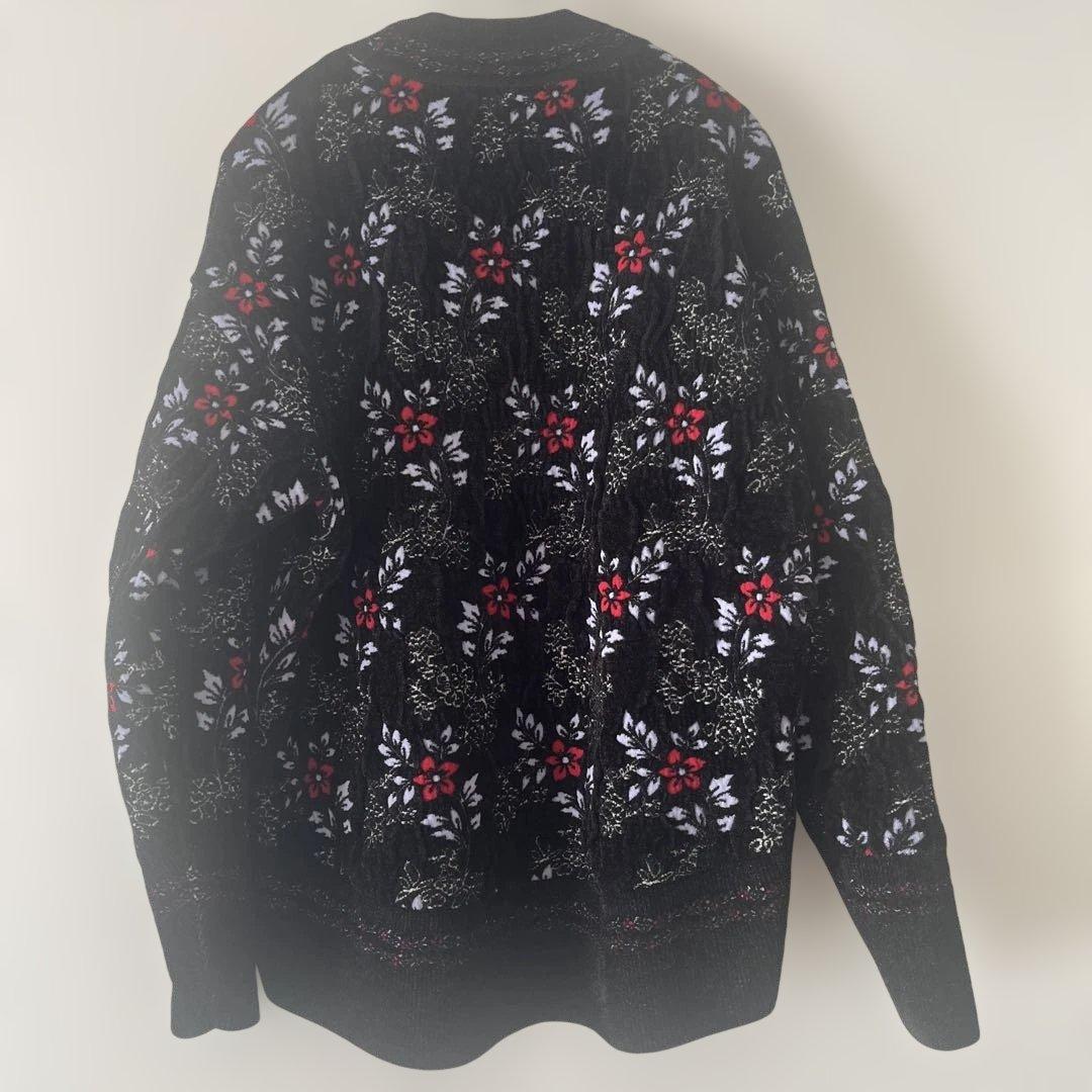 マメクロゴウチ　フローラルモチーフニット　ブラック　1 mame