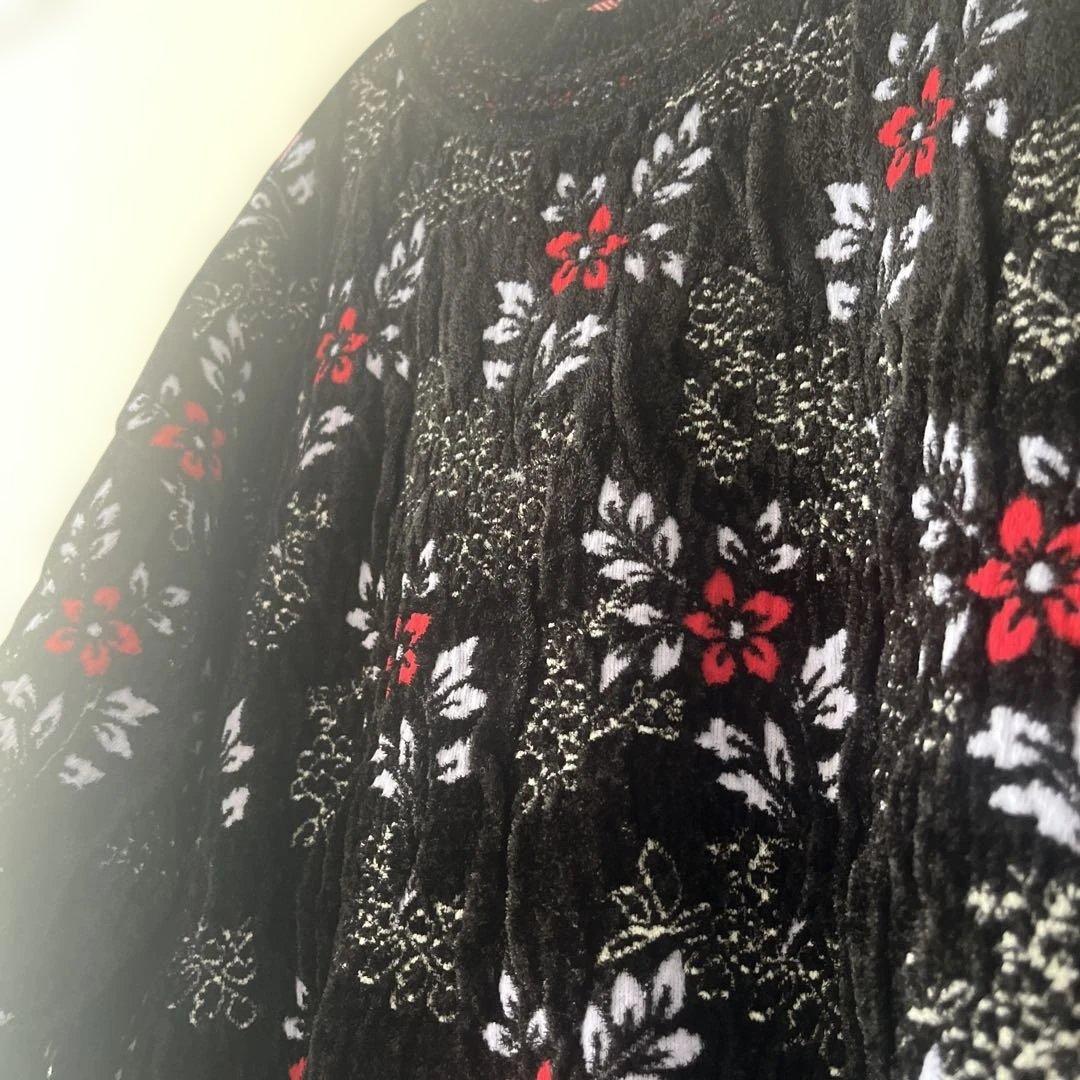 マメクロゴウチ　フローラルモチーフニット　ブラック　1 mame