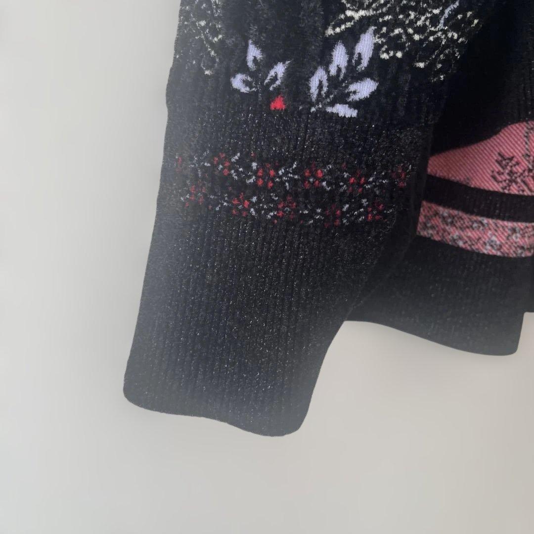 マメクロゴウチ　フローラルモチーフニット　ブラック　1 mame