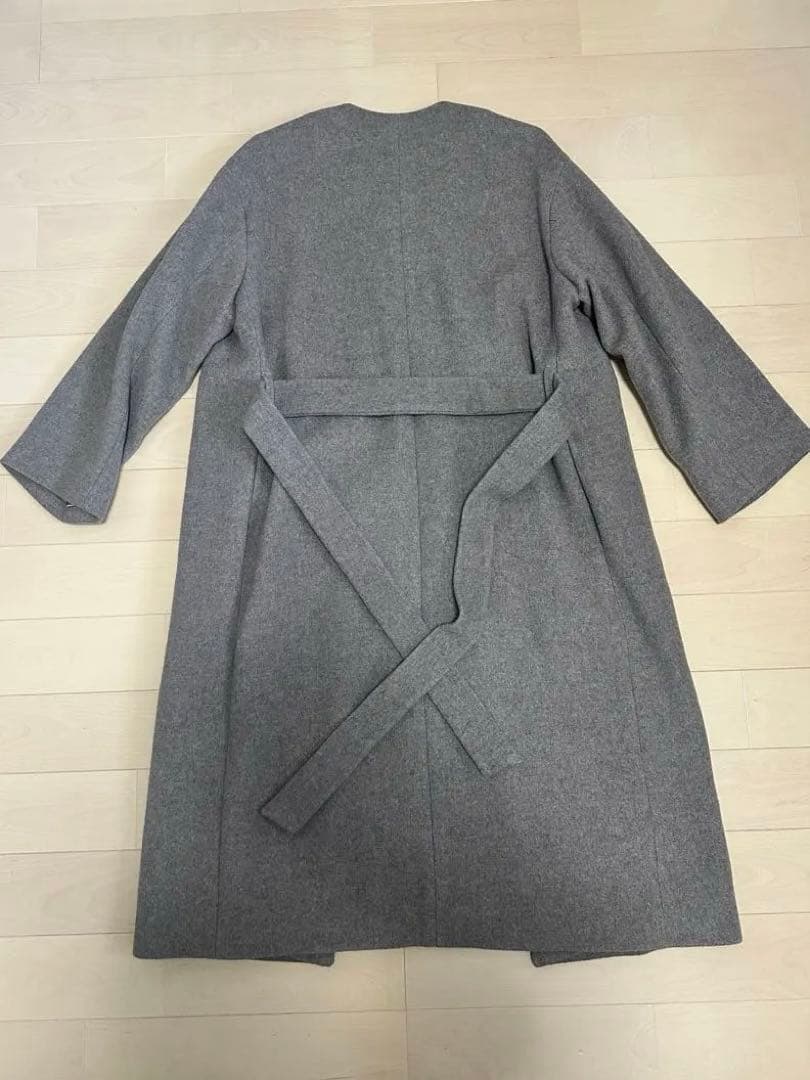 ビーバーノーカラーロングコート