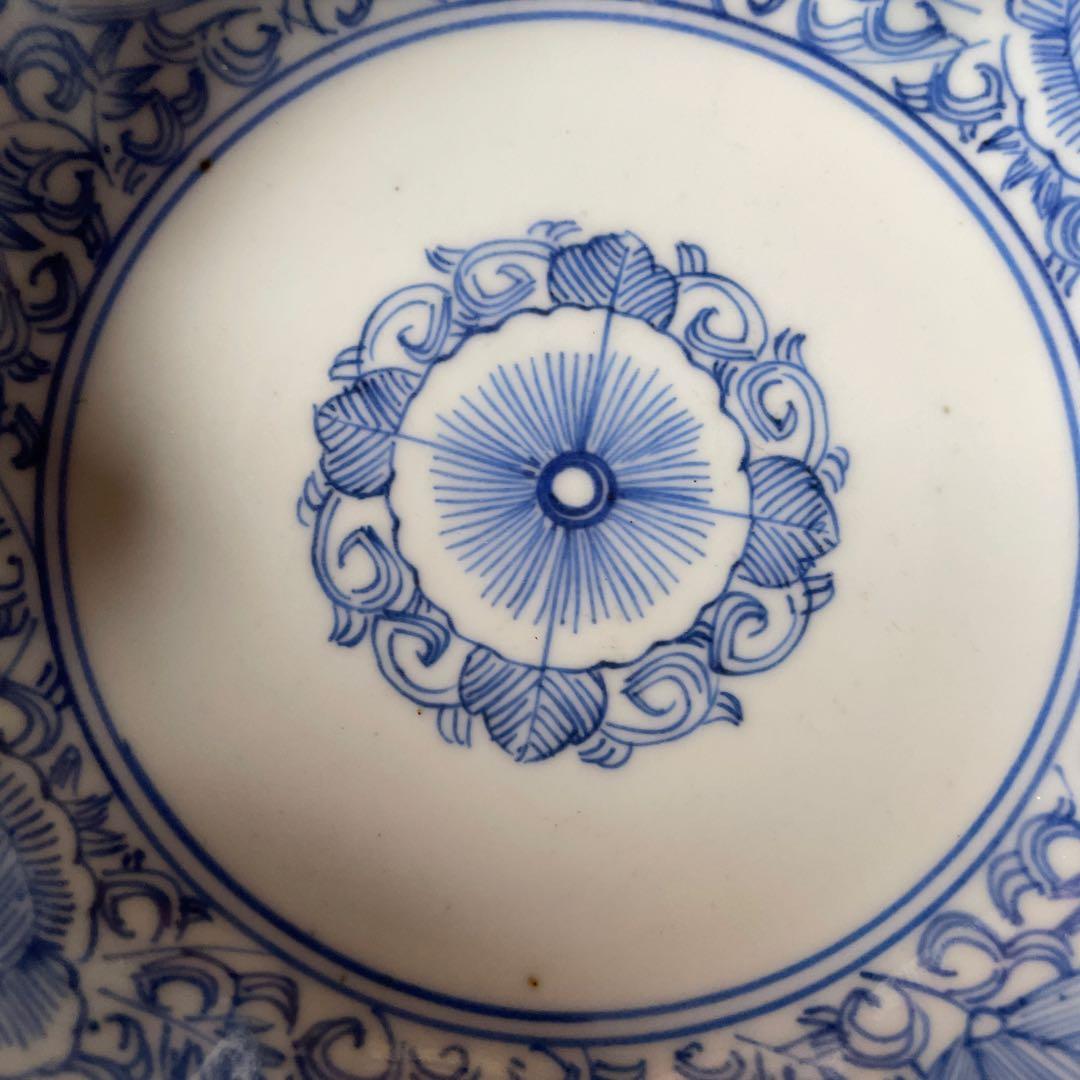 古伊万里　染付　唐草　牡丹　膾皿　5客