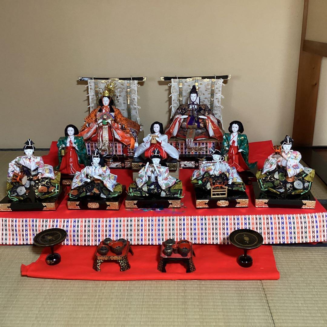 O-36 竹原文楽　ひな祭り 雛人形セット　三人官女と五人囃子