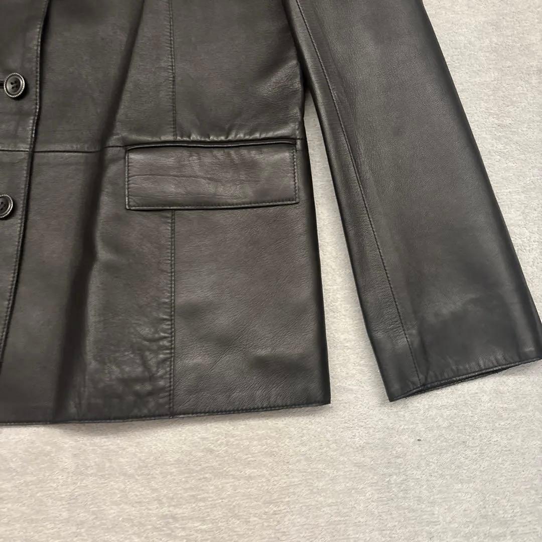 【美品✨】JUNKO KOSHINO 羊革 ジャケット ラムレザー　13号　黒