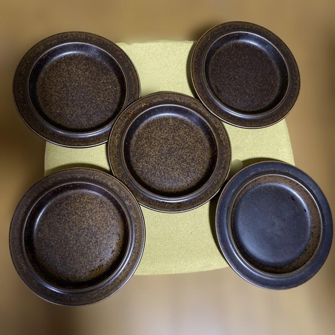 陶器製ブラウンプレート5枚セット　ARABIA製